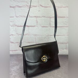 Gucci Vintage Patent Brown Leather Shoulder Bag